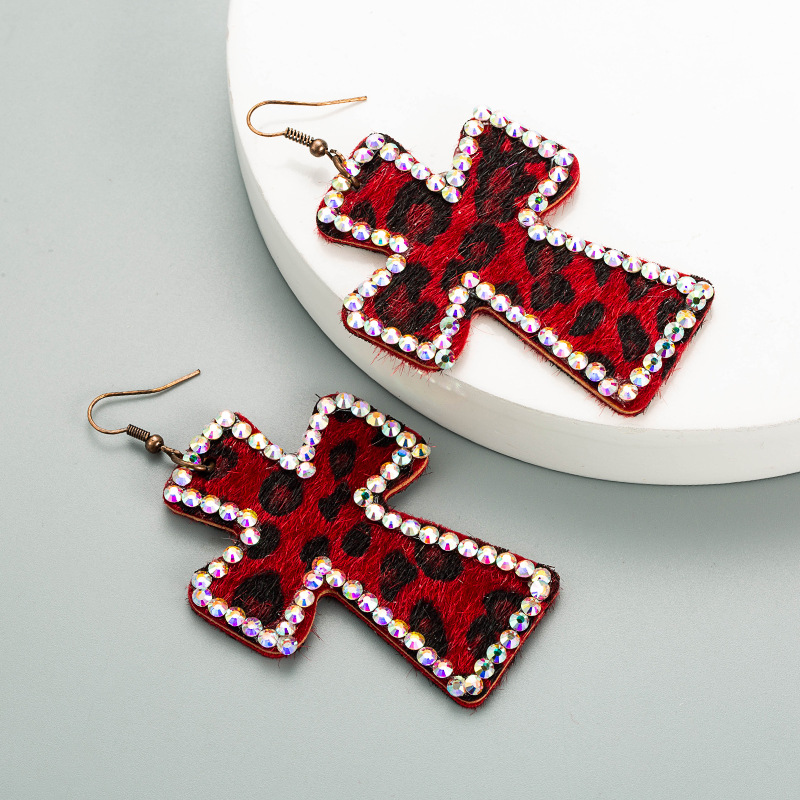 Aretes De Piel Con Estampado De Leopardo De Doble Cara display picture 6