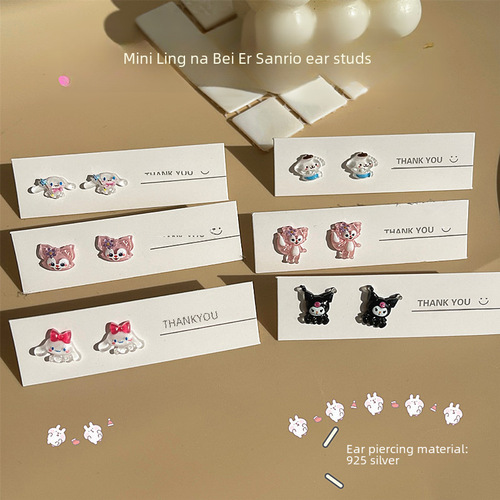 Japanese Harajuku style Sanrio 925 sterling silver Minnie Mouse ~ Earring ins girl soft girl cute mini earring 