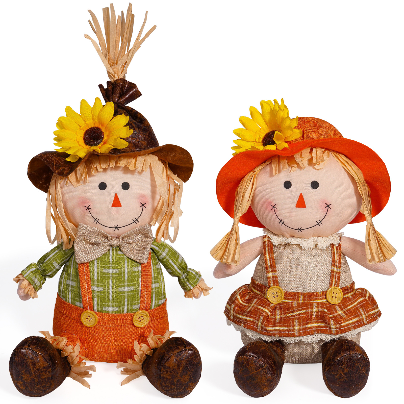 Transfronterizos nuevo hombre de paja de otoño girasol decoración muñeca de paja decoración decoración del festival de cosecha