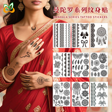 跨境汉娜手背纹身贴纸印度宗教海娜蕾丝新娘曼陀罗防水汗纹身贴纸