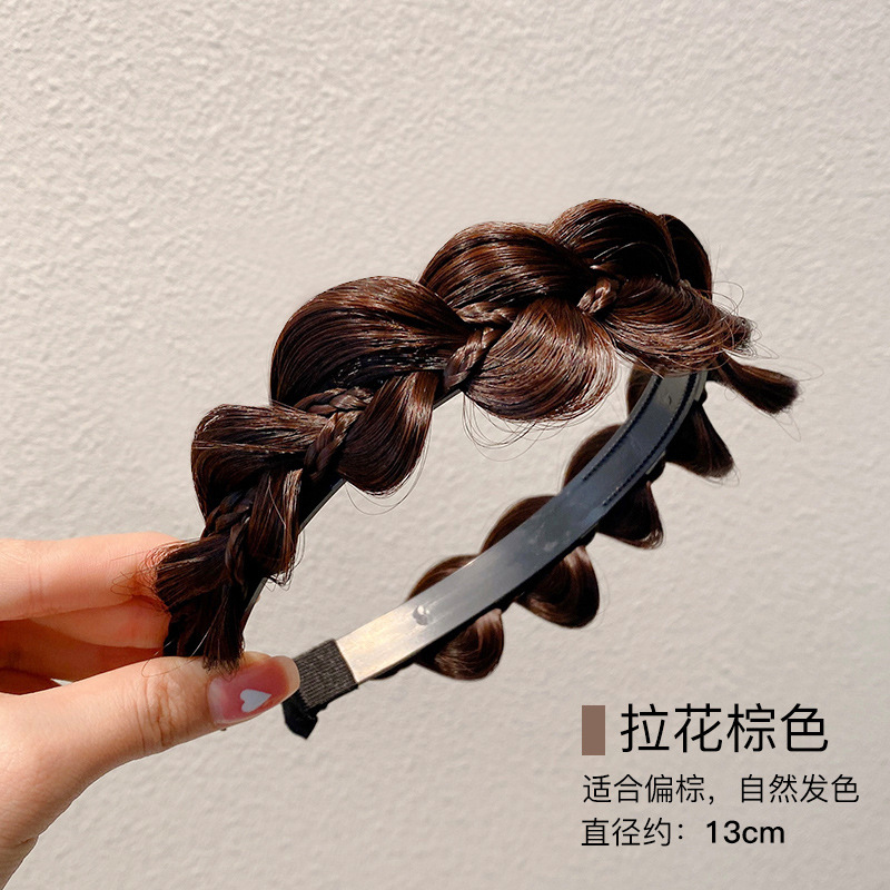 Twist trenza peluca diadema femenina alta Cráneo superior cara lavado integrado hueso de pescado trenza diadema pelo presionando tocado trenza horquilla pelo paquete