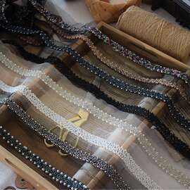 8色批发手工diy饰品配件服装辅料手工钉珠珍珠花边领腰带饰品材料