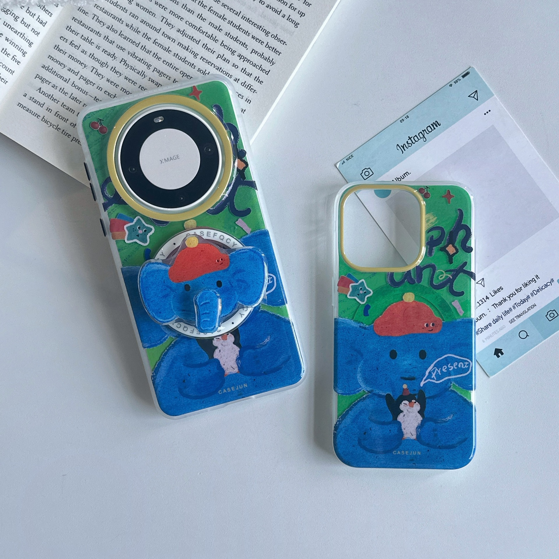 Soporte de nariz de elefante giratorio creativo para Apple 16promax funda para teléfono móvil iPhone15 nuevo 14 atracción magnética