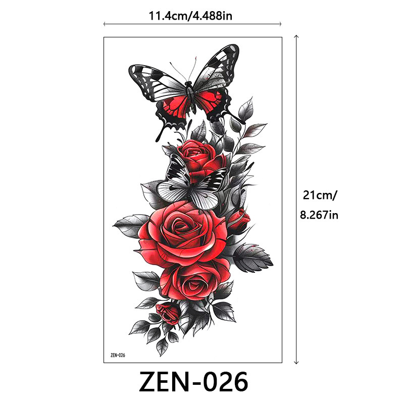 新品跨境 ZEN小全臂纹身贴半臂纹身贴动物花朵万圣节纹身贴tattoo|undefined