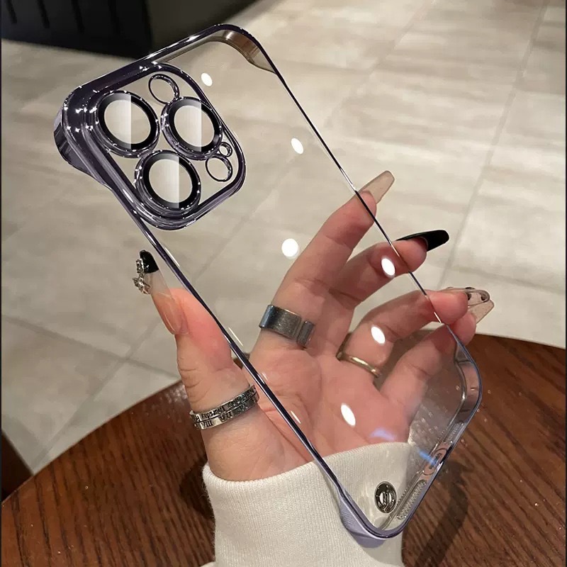 HY 전기 도금 국경없는 전화 케이스-보라색