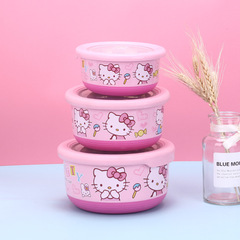 少女心卡通水果保鮮碗保鮮盒飯盒兒童學生便當盒便攜帶蓋碗不鏽鋼