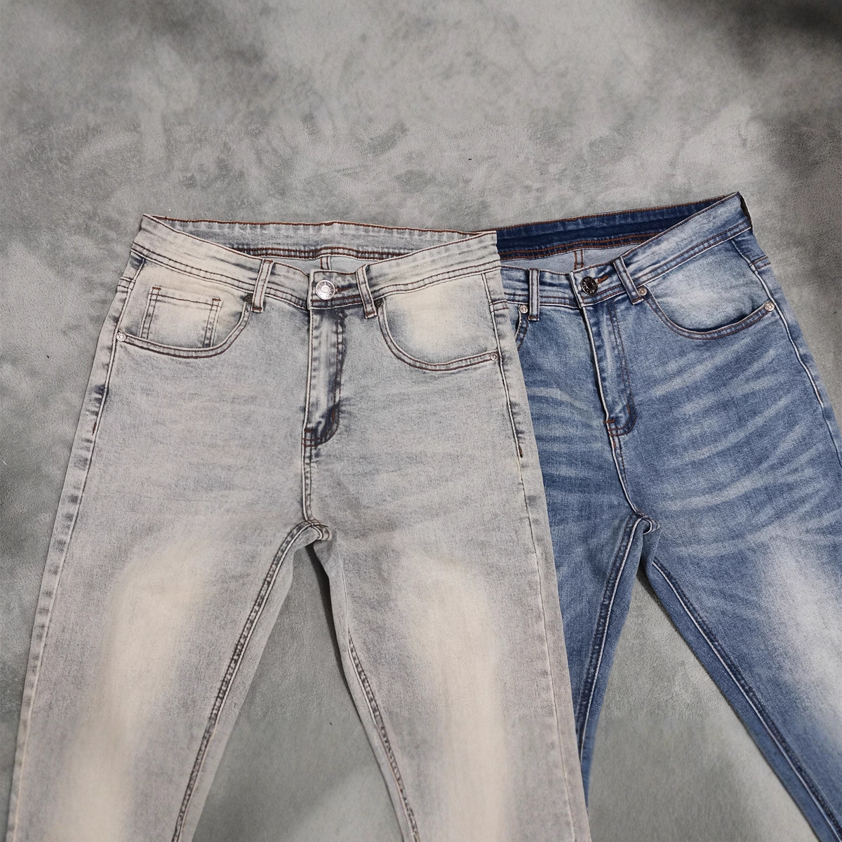 Moda europea y americana de comercio exterior de moda jeans cremallera decoración slim fit apenado pantalones vaqueros de los hombres