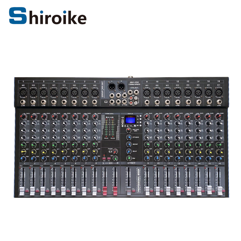 GAX-ET16 전문 16/12/8 채널 DJ 믹싱 믹서 강력한 48V 팬텀 파워 믹서