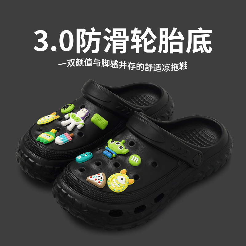 Sandalias de hombre casual de moda de gran tamaño transfronterizo, zapatos de estilo de pareja con agujeros, zapatos de playa de color sólido, sandalias Baotou