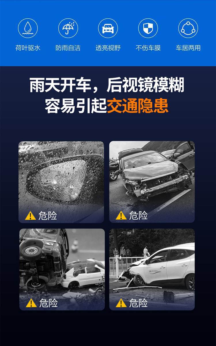 Car windshield rain repellent, car window and rearview mirror anti-rain spray, anti-fog water-repellent coating agent, OEM customization