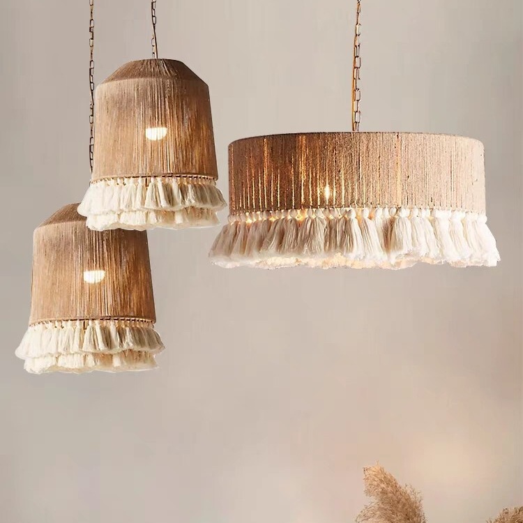 Bohemian vintage hemp rope tassel bedside Chandelier Creative bedroom bedside table dining room lamp bar balcony lamps Bohemian vintage hemp rope tassel bedside Chandelier Creative bedroom bedside table dining room lamp bar balcony lamps