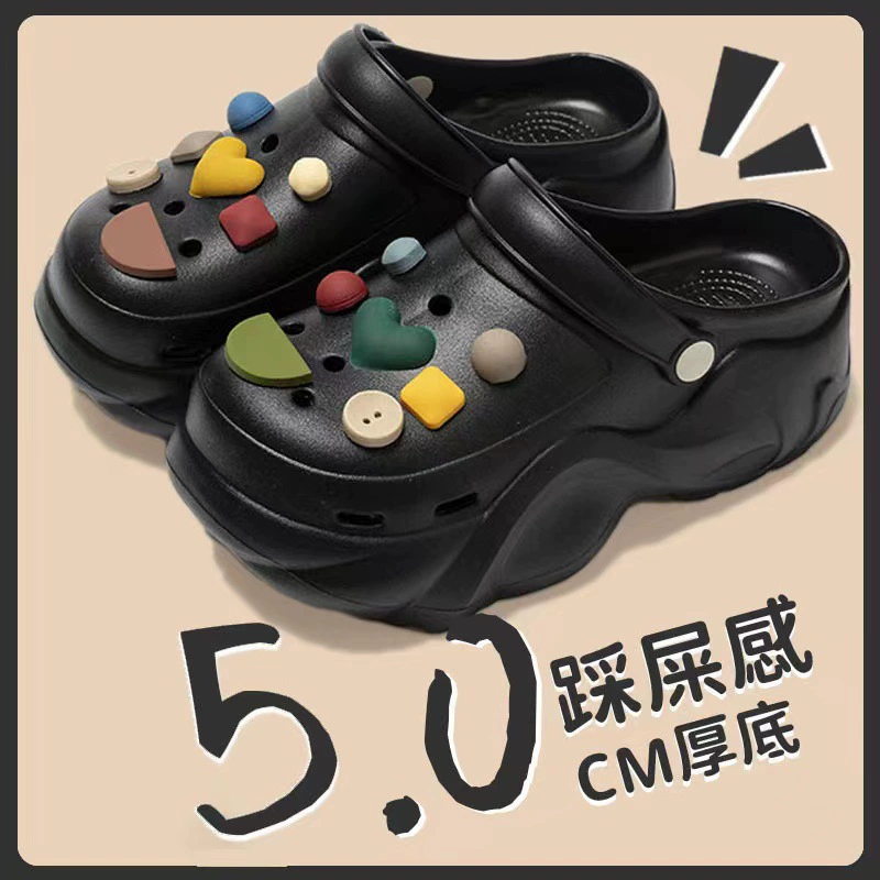 Absolutely Cute Croc Shoes Women's EVA Summer Outerwear 2024 New Beach Shoes Anti-Slip Anti-odor Thick Sole Heightening Drags