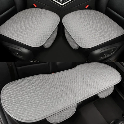 Seat cushion, seat cover, Universal Car Seat Cushion Linen - gray-front-row-small-three-pieces