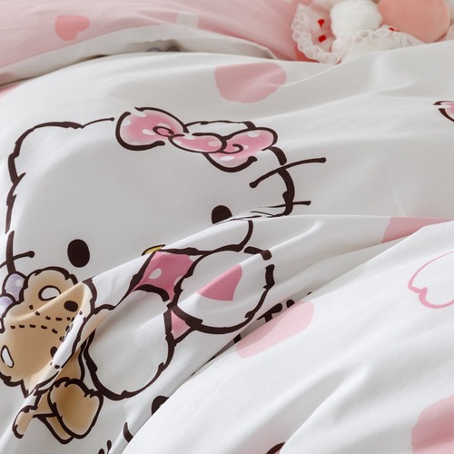 New 40-count pure cotton four-piece set Sanrio series cartoon Nantong home textile bed sheets dormitory style wholesale