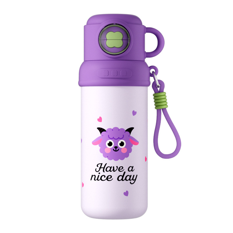Alto valor facial encantador niño taza de aislamiento de acero inoxidable de gran capacidad taza de paja de tres bebidas taza portátil