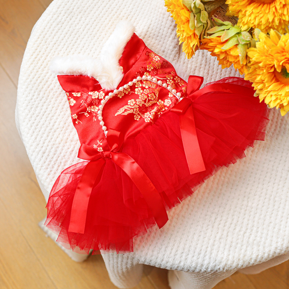 공장 직접 공급 | 대외 무역 재고 애완 동물 옷 개 고양이 의류 번영 새해 치마