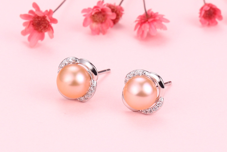 925 Sterling Silver Material 1 Pair 925 Sterling Silver Pearl Geometric Ear Studs