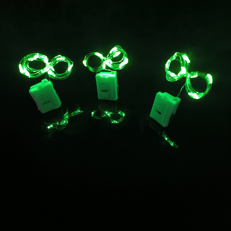 65000810 led铜线小白盒灯串-1米10灯 绿色