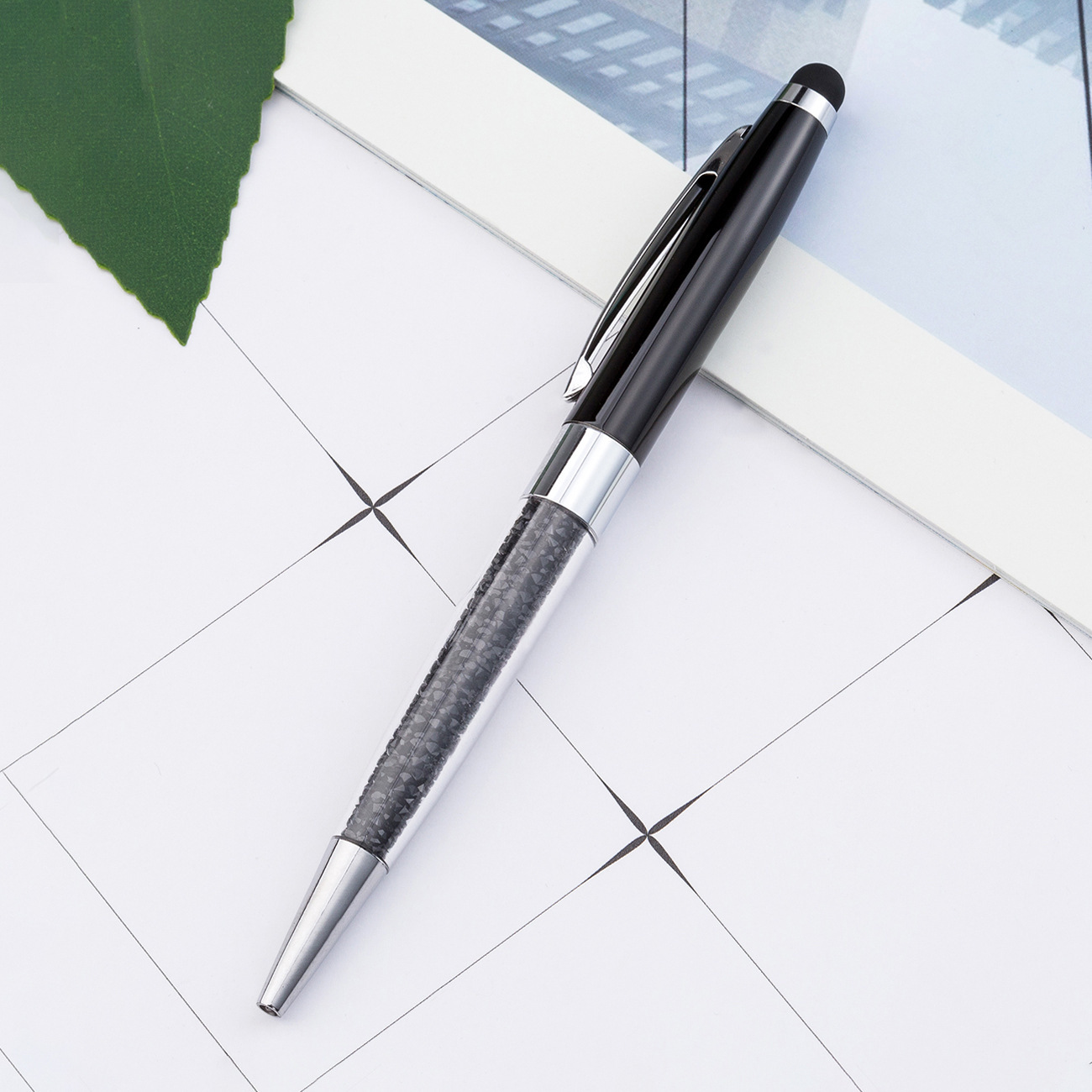 Bolígrafo de cristal de metal rotativo bolígrafo de diamante de escritura de papelería coreana bolígrafo de pantalla táctil
