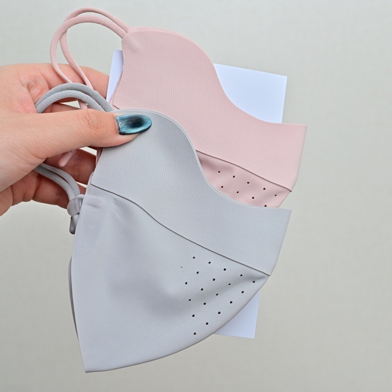 女性用の同じスタイルのバナナ日焼け止めマスク、シームレスな抗UV耳ロープ、調節可能な立体的な目の保護通気性マスク|undefined