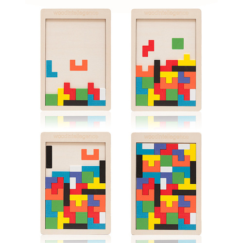 Cross-border wooden magnetic Tetris building blocks wholesale children's baby educational toys Russian three-dimensional puzzles