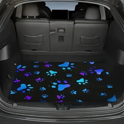 Avtomobil döşəmə paspasları — Cartoon Leopard Print Rainbow Owl - trunk-mat-19-75100cm-crystal-velvet-dot-plastic-bottom