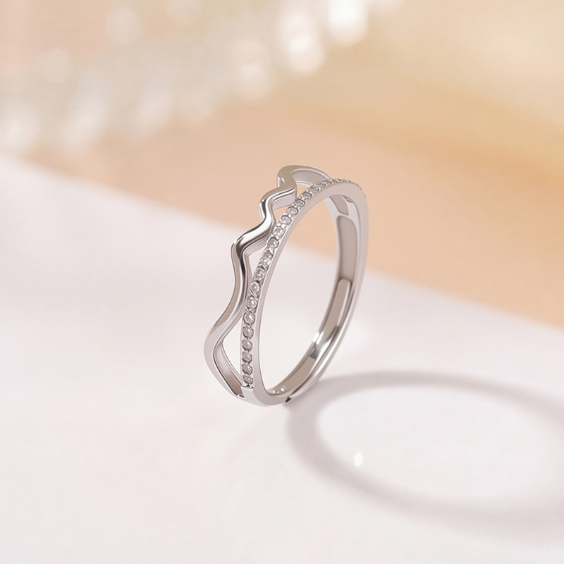 Bộ 100 nhẫn bạc S925 đơn giản vòng tròn mở điều chỉnh được — Loại bạc