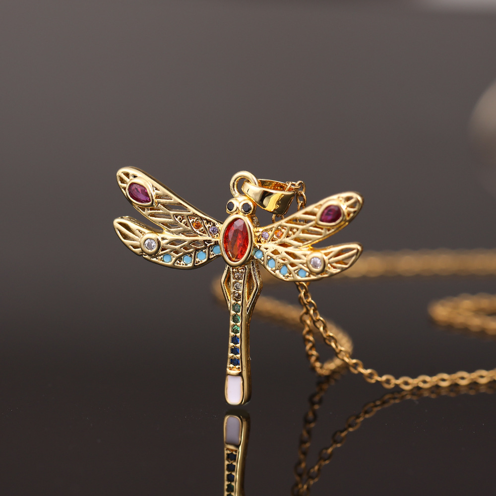 Dragonfly Pendant Necklace Color B