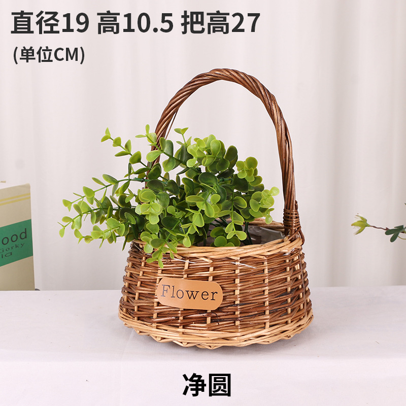 Encaje Mini encaje princesa cesta sauce Vine hierba olla tejida verde rosa flor niños foto cesta mano regalo cesta de flores de mano