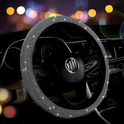 Car Steering Wheel Cover with Diamonds, Fashionable Non-Slip, No Inner Ring, Full Diamond Handle Cover, Cross-Border Amazon Steering Wheel Cover (Steering wheel cover)