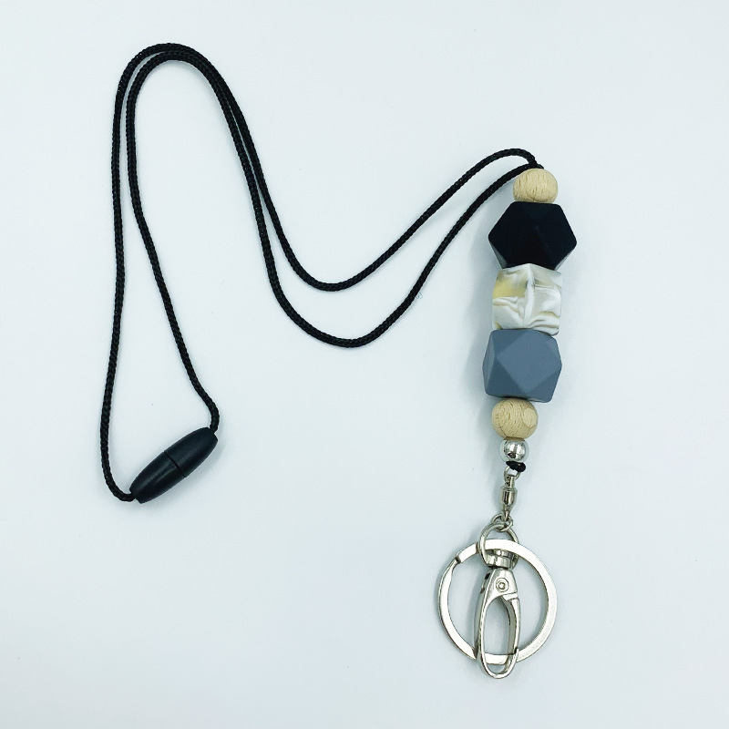 Amazon nuevo collar de insignia versátil maestro enfermera ID de estudiante Cordón de identificación de silicona con cuentas cordón llavero