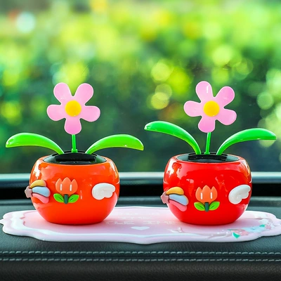 Swing Sunflower Plastic Decorations — Car ornaments - grapefruit-red-red-six-small-flowers-pink-pad
