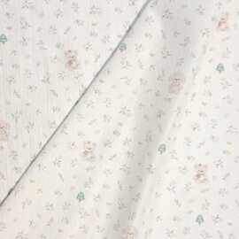 褶皱清晰可爱小熊泡泡纱数码印花全涤羽绒服面料棉服面料童装女装