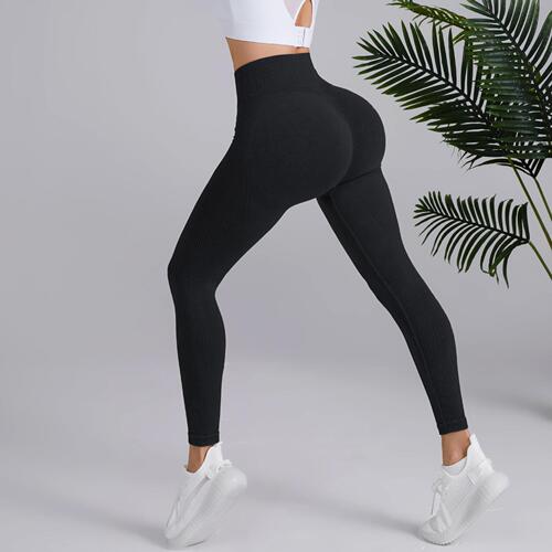 Cross-border sand-washed seamless yoga pants high-waisted peach butt-lifting fitness pants for women running washed frosted tights