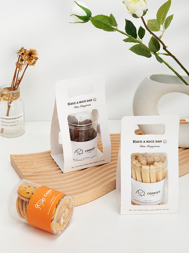 PS transparent plastic jar round cookie sandwich biscuit packaging box milk bar candy packaging sealed jar