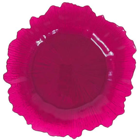 Nuevo diseño de decoración de mesa de boda plástico transparente cargador de borde irregular placa de melamina transparente redonda