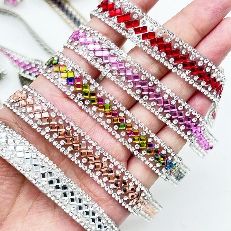 Tiras de diamantes de imitación autoadhesivas de cristal geométrico para joyería DIY, tiras de diamantes de imitación con reverso adhesivo, accesorios, borlas de diamantes de imitación, tiras de diamantes de imitación