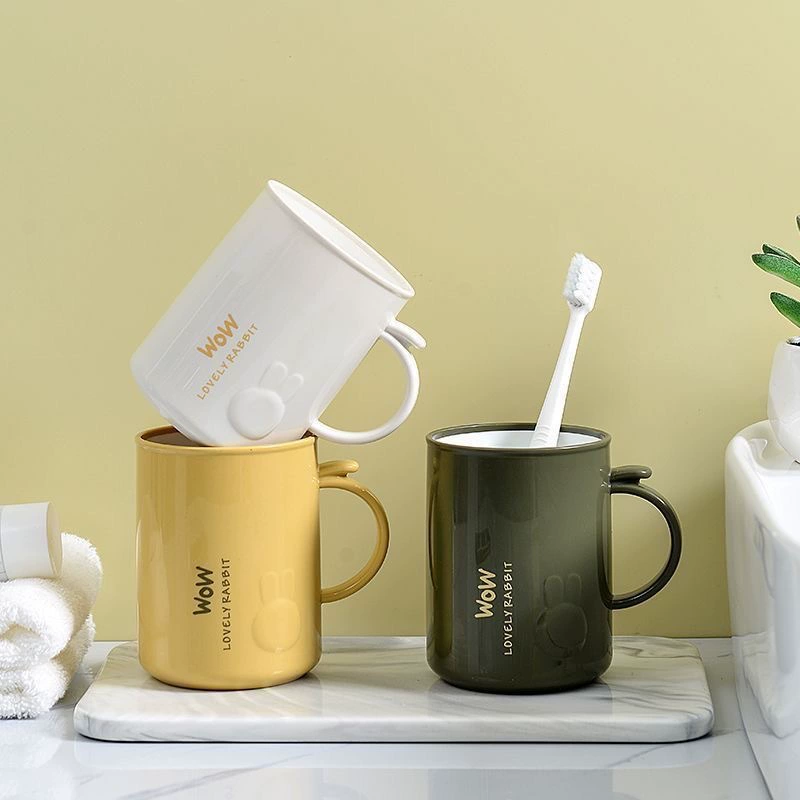Чашка для мытья кролика, двухслойная утолщенная и устойчивая к падению чашка для полоскания рта, бытовая простая чашка для зубов, чашка для студенческого общежития