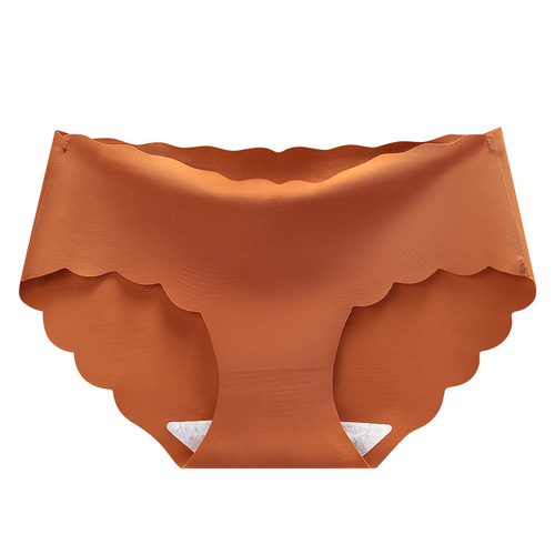 Ice Silk Seamless One Piece Underwear Women's Comfortable Mid-waist Pure Cotton Bottom Crotch Girls Briefs Large Size Manufacturer