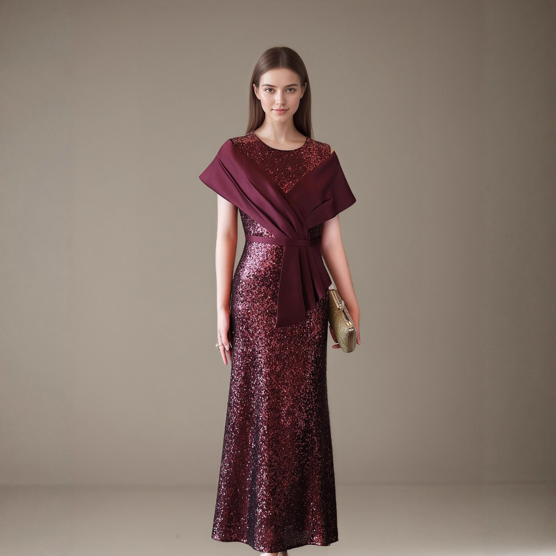 Daiweier 2025 New Elegant Long Waist Fishtail Skirt for Mother-In-Law Wedding Banquet Elegant Sequin Dress for Elegant Women