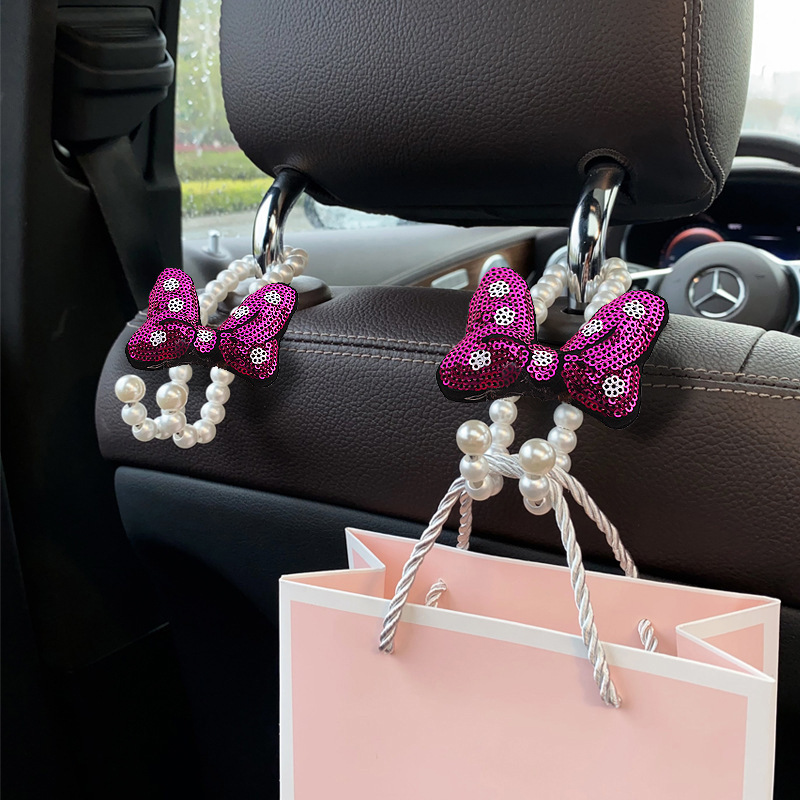 Gancho de lazo de perla para coche Gancho trasero del asiento delantero para coche Gancho pequeño multifuncional para coche