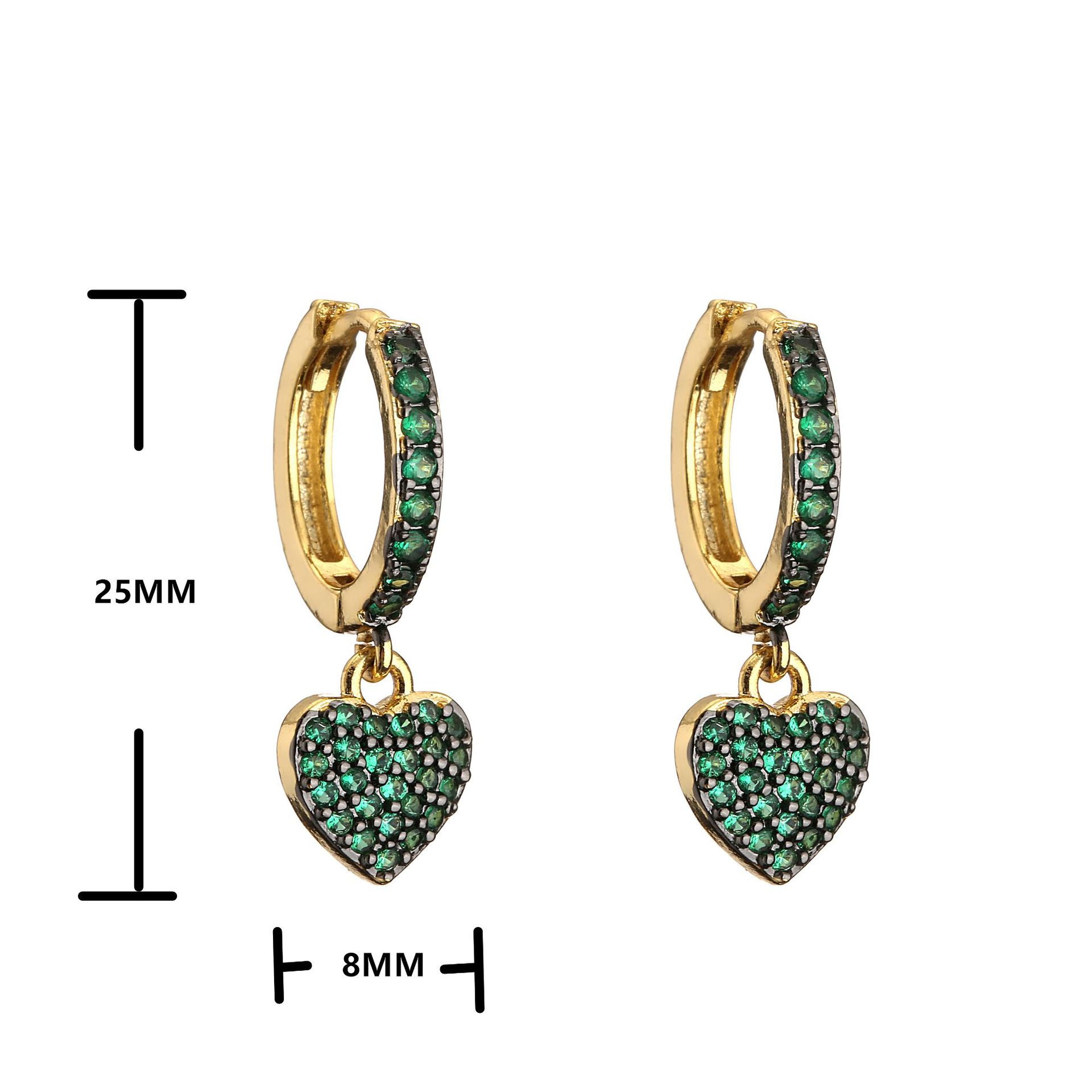 Birthday Occasion Fashion Heart Plating Copper Zircon Copper Earrings