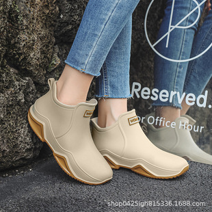 Cross-border Explosions Fashion Short Rain Boots for Men and Women with South Korea High-end Soft Sole Anti-slip Rain Boots Waterproof Glue Shoe Cover Shoes
