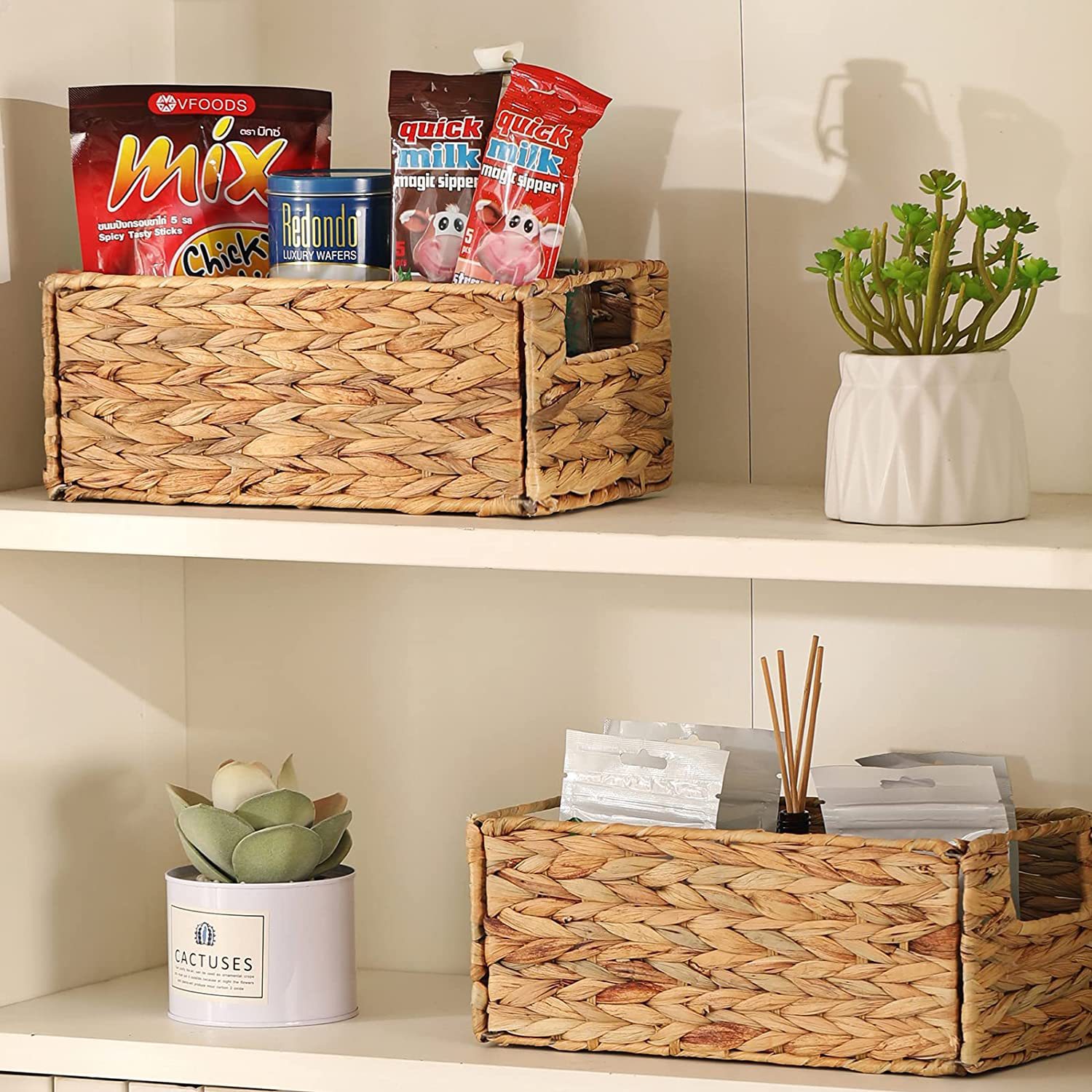 Cesta de almacenamiento de tela de paja de calabaza de agua personalizada de espejo, cesta de almacenamiento de tela de caña plegable, mesa de cocina, cesta de almacenamiento de bocadillos