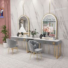 影楼带灯专业化妆台网红婚纱店大理石梳妆师桌彩妆美容院