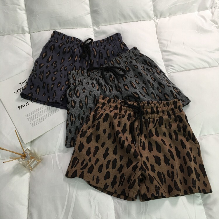 Southeast Asia High Waist Leopard Print Sports Shorts Women's Summer Outer Wear Loose Slimming Wide Leg Hot Pants Running Casual Pajama Pants