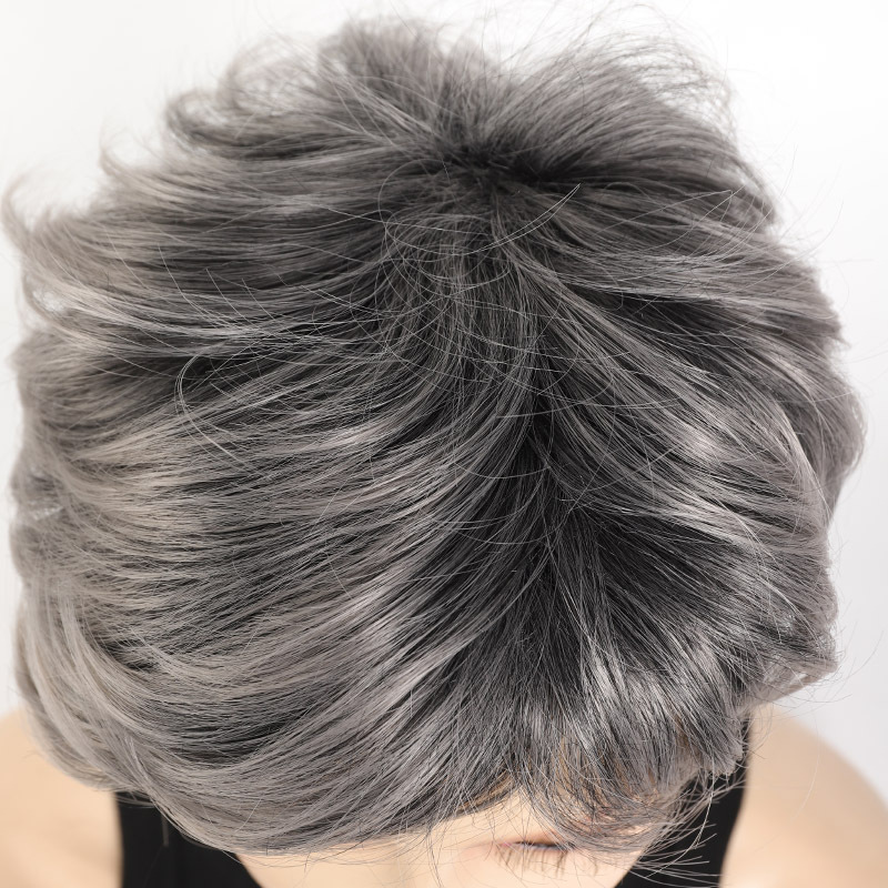 Parrucca sintetica donna capelli corti ricci effetto naturale_voghion.com