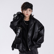 男大童春秋装复古机车pu皮衣外套2025新款儿童男孩秋季痞帅夹克潮