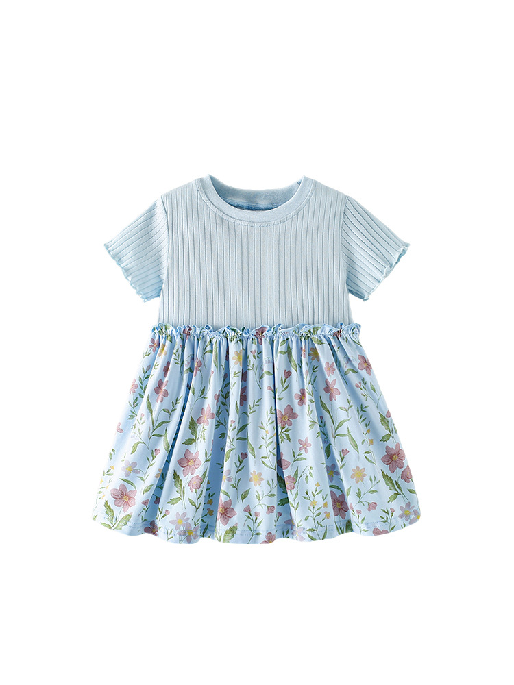 Malwee transfronterizo verano nuevo vestido de impresión de niños europeos y estadounidenses lindo viento suave y cómodo ropa de niñas