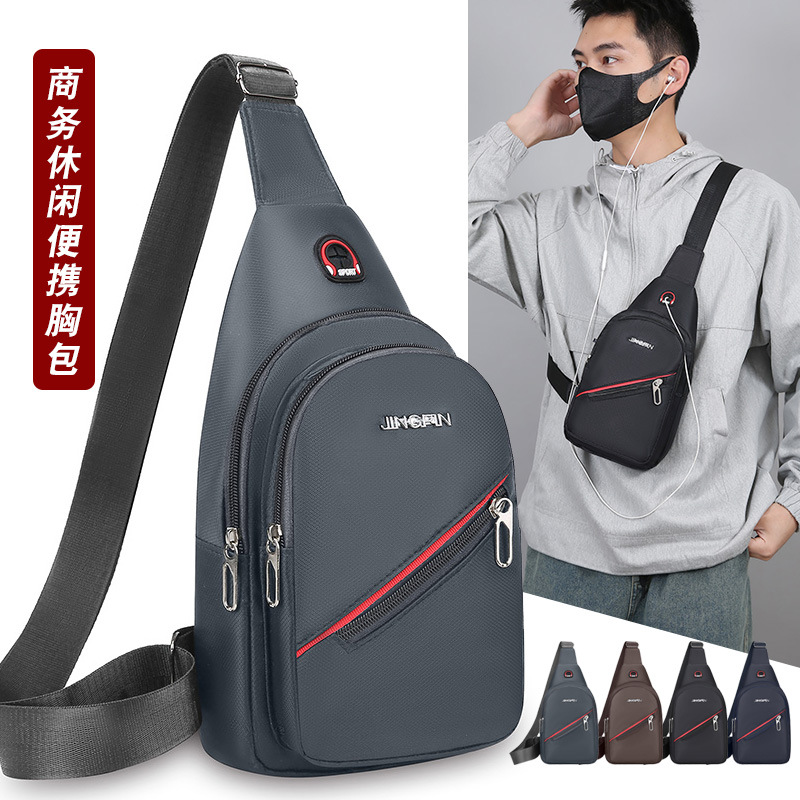 Bolsa de pecho casual coreana al por mayor mochila de tela Oxford moda mochila de hombre bolso con cremallera bolso de ocio negro